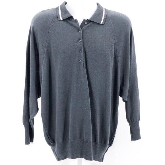 80s gray banded waist sweater 1980s vintage - Picture 1 of 4